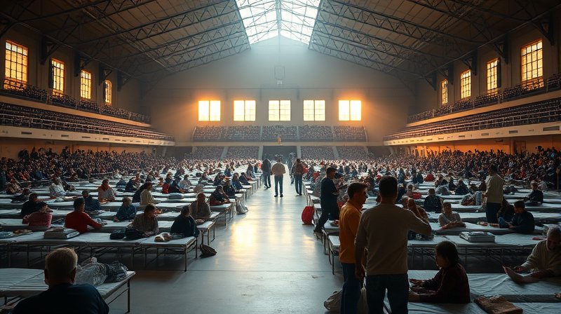 היכל "כמיל שמעון" בביירות: מגרש ספורט הופך מרכז חיים לעקורים